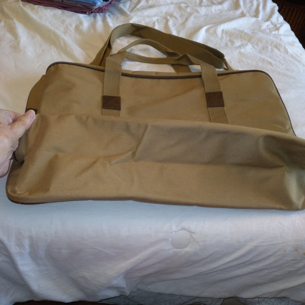 Classic Men's Duffel Bag in Tan - Travel & Gym Carryall Canvas W/Leather Detail